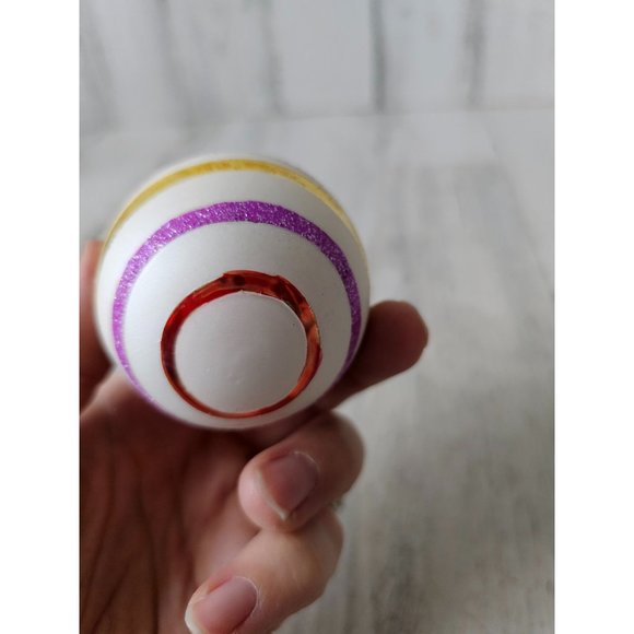 Radko shiny Brite egg purple striped vintage ornament Xmas tree glitter - Picture 9 of 9